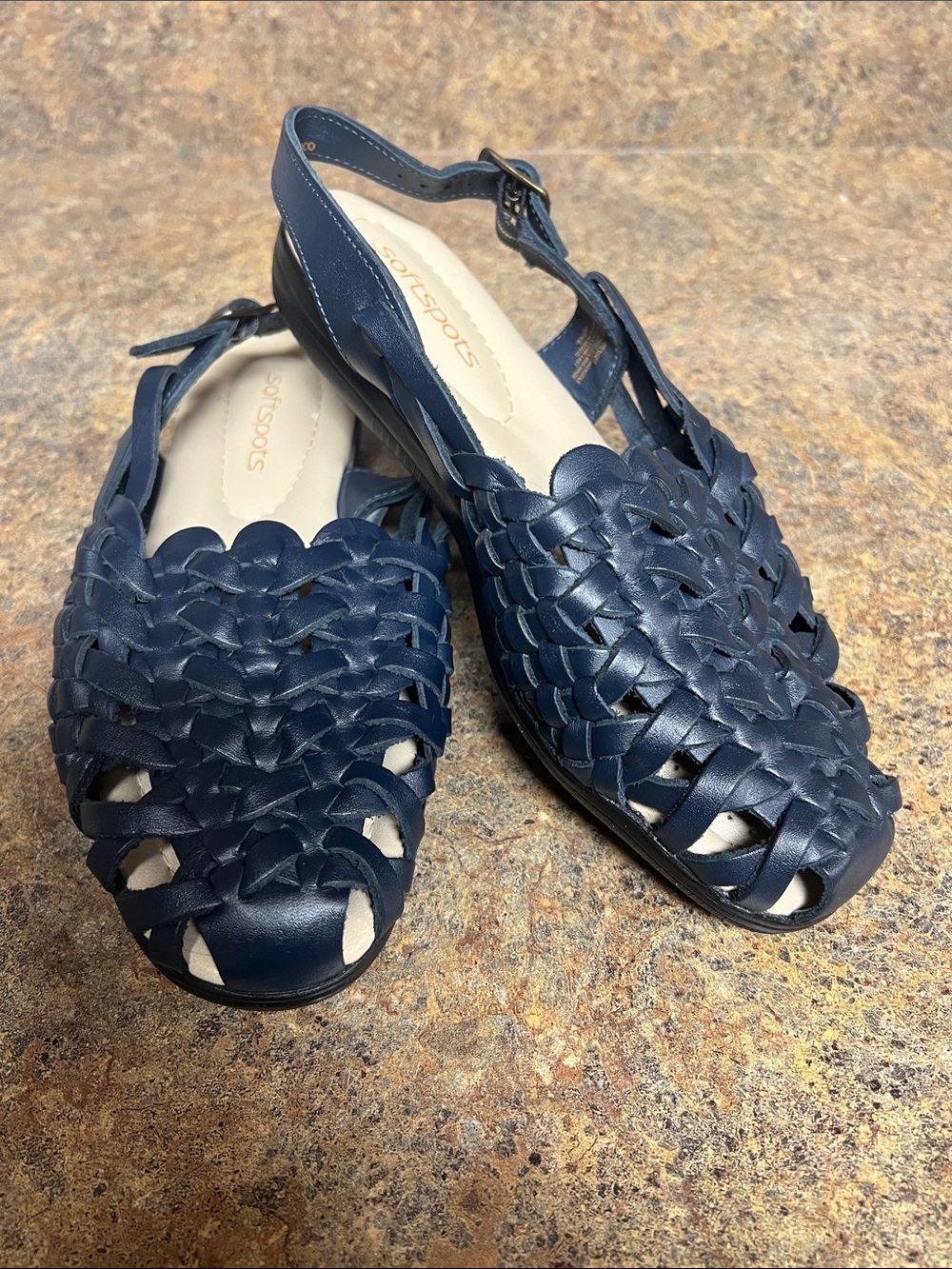 Softspots Navy Braided Slingback Sandals